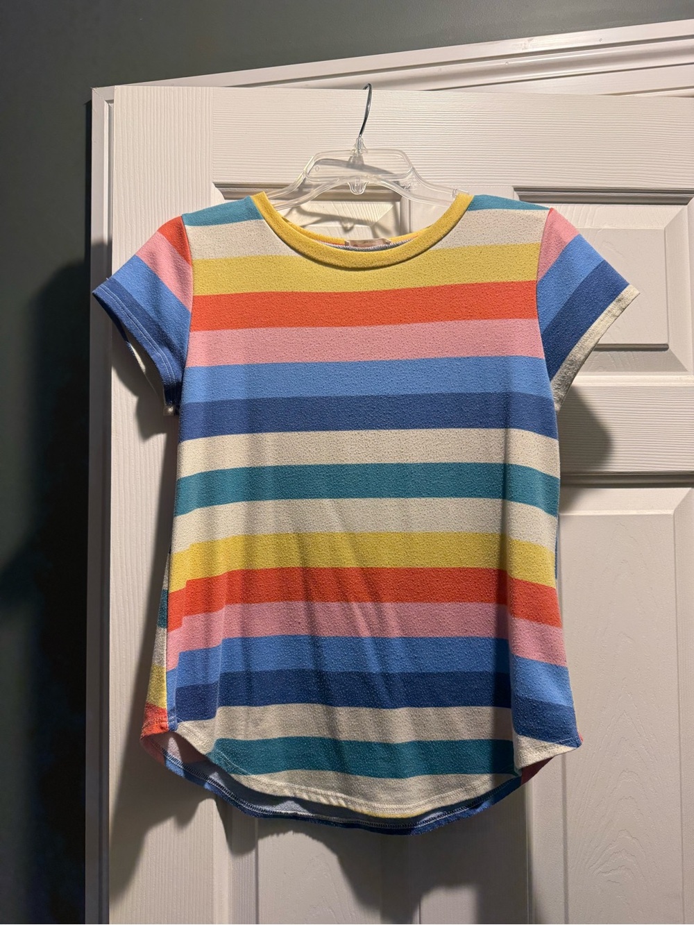 Short Sleeve Multicolor Rainbow Stripe Tee